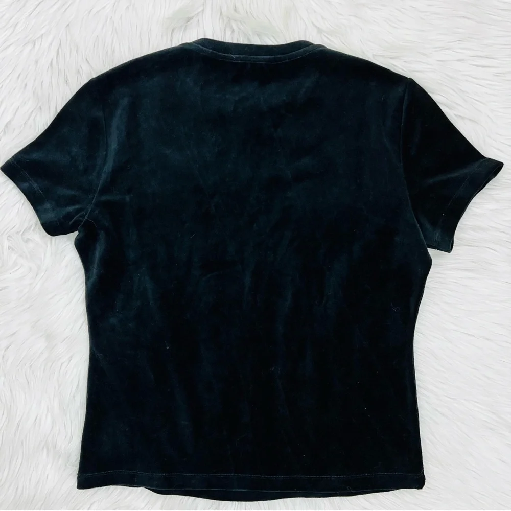 NWOT! Theory "Tiny Tee" Soft Black Velvet Ribbed Crew Neckline Sz M - Picture 3 of 8
